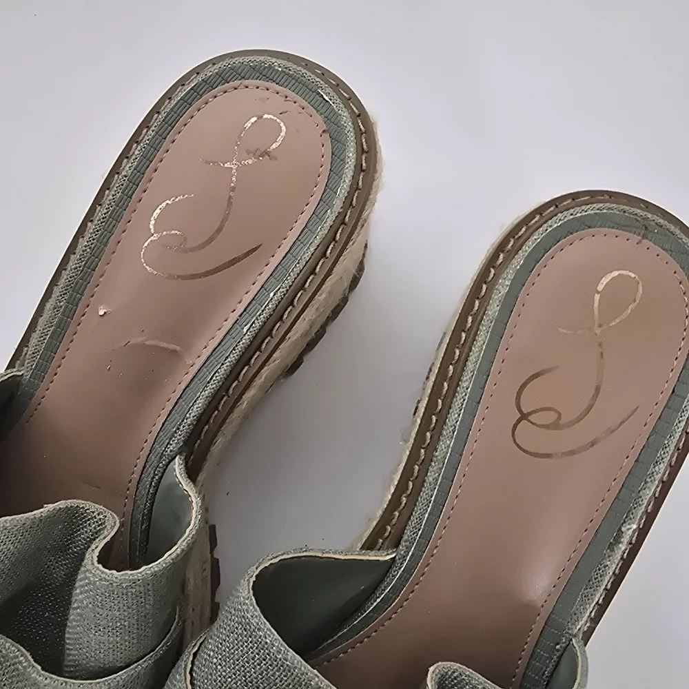 SAM EDELMAN Womens Green Platform Buckle Accent Livi Round Toe Espadrille SZ 10